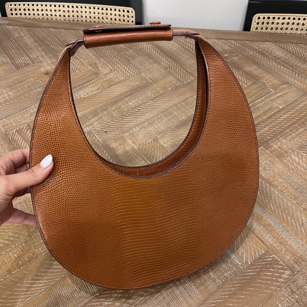 STAUD Tan Textured Shoulder Bag